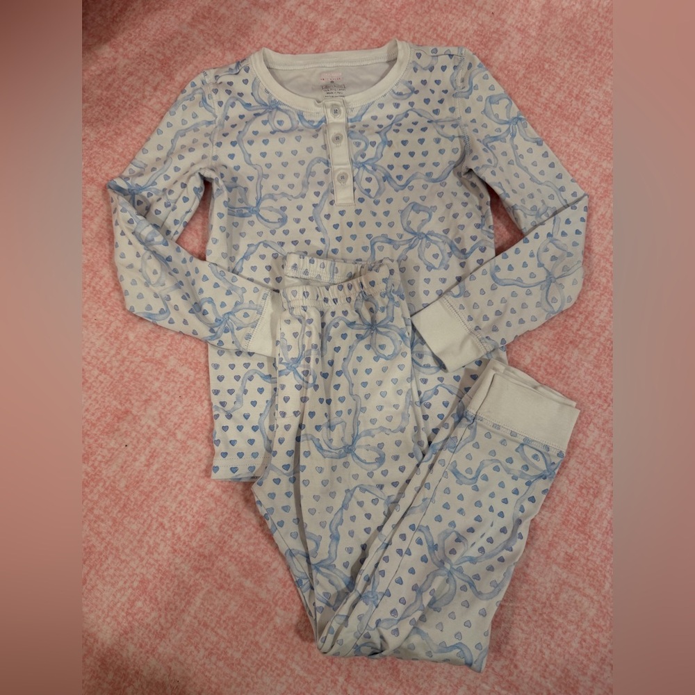 Roller Rabbit X love shack fancy girls Blue Heart Print Pajama set size 8